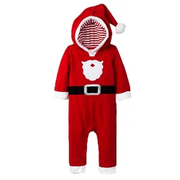 NEW Cat & Jack Infant Boys Hooded  Santa Claus Outfit Jumpsuit One Piece NWT - Picture 1 of 3